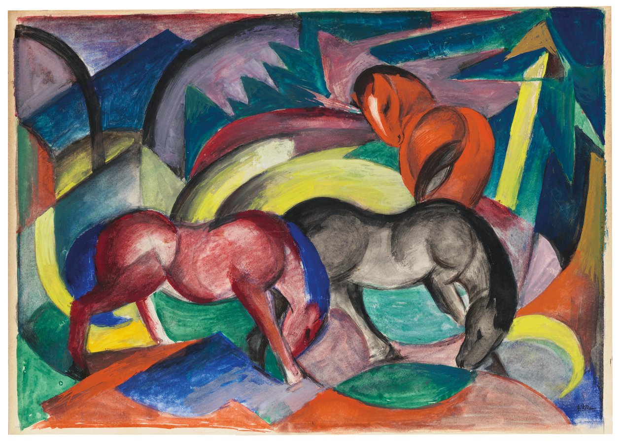 Tre Heste, 1912 af Franz Marc