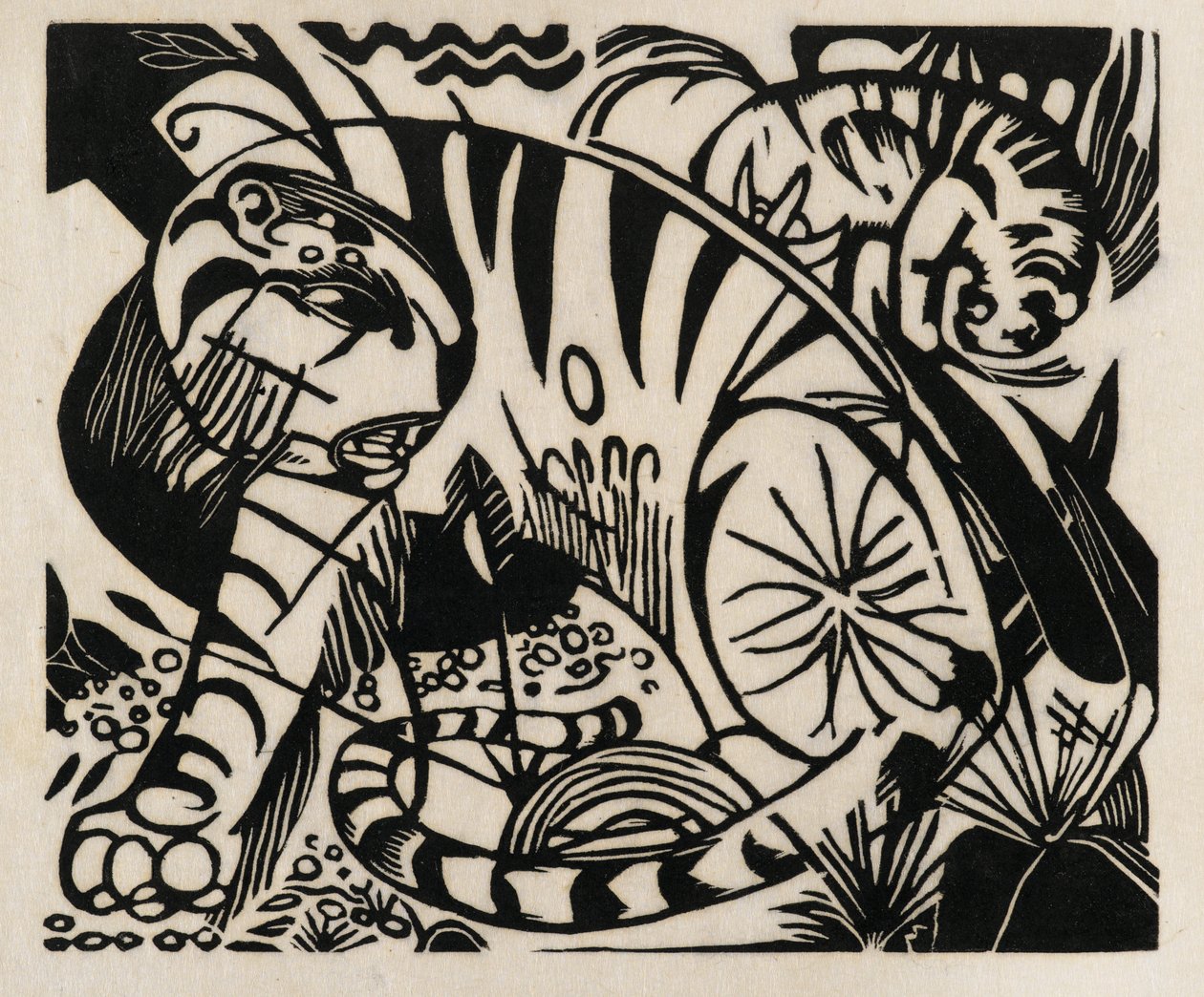 Tiger, 1912 (træsnit på japansk papir) af Franz Marc