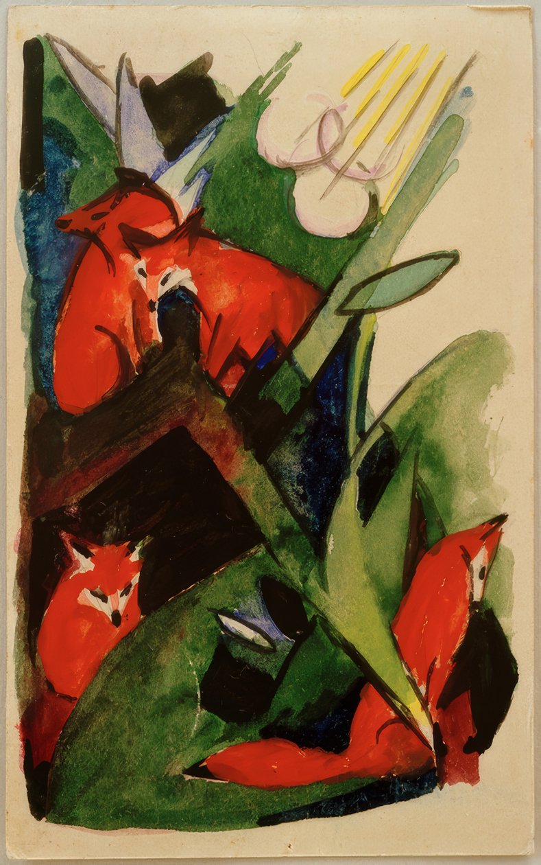Fire ræve af Franz Marc