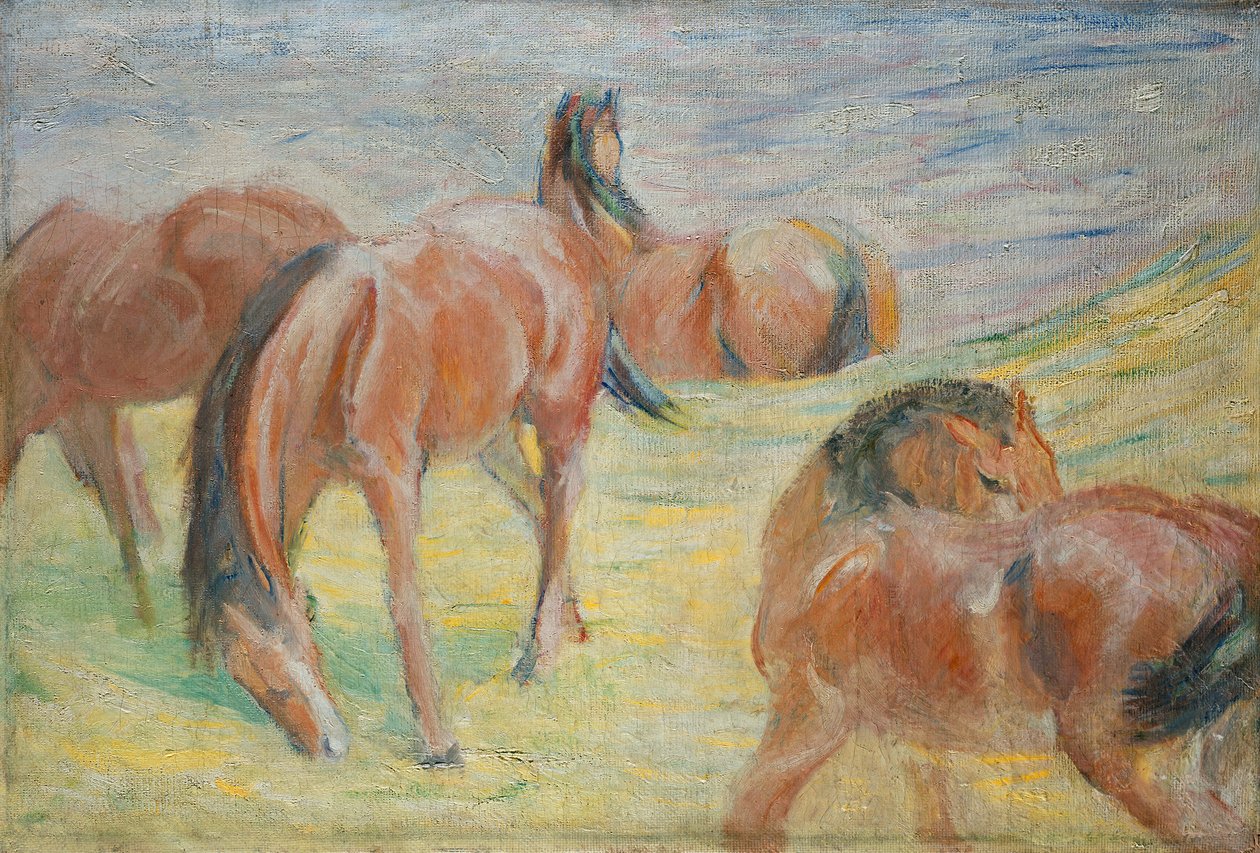 Græssende heste I af Franz Marc