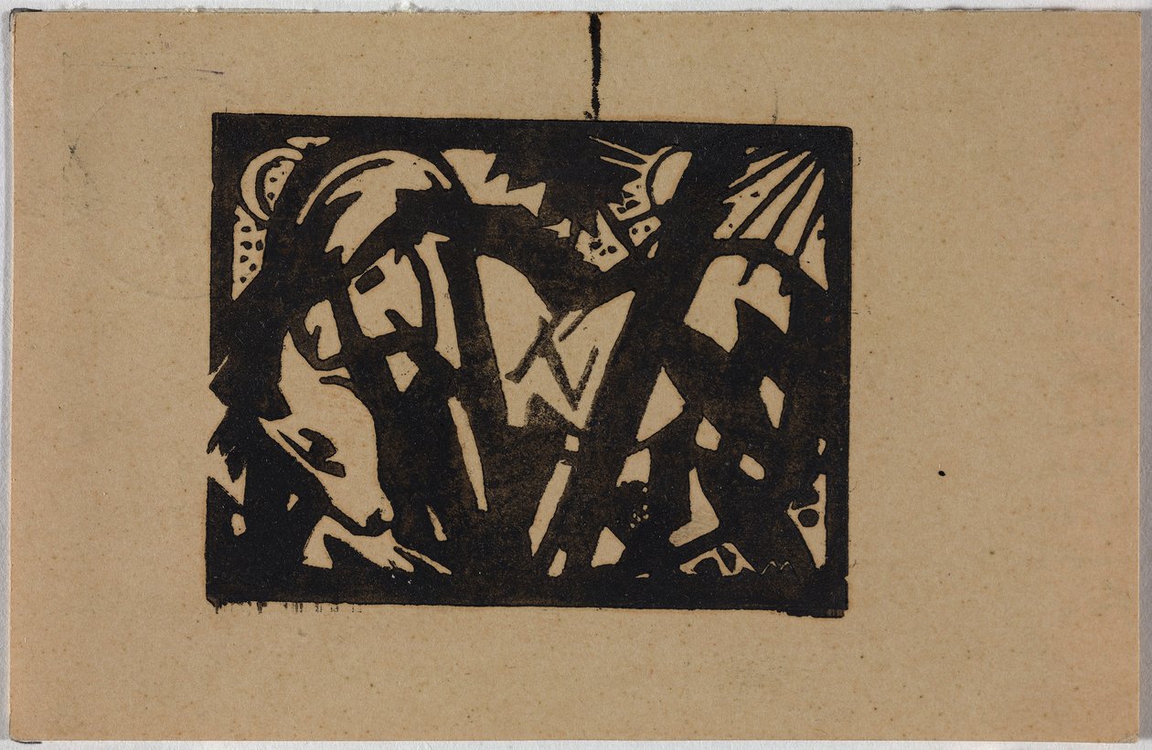 Vild hest, postkort fra Sindelsdorf til Wassily Kandinsky i München af Franz Marc