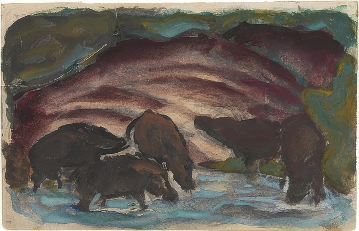 Vildsvin ved vandet. 1910-11 af Franz Marc