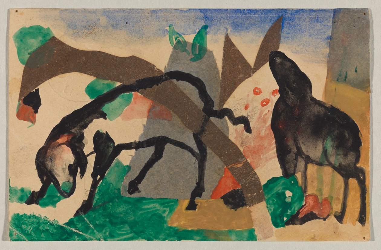 To får, postkort fra Sindelsdorf til Wassily Kandinsky i Murnau af Franz Marc