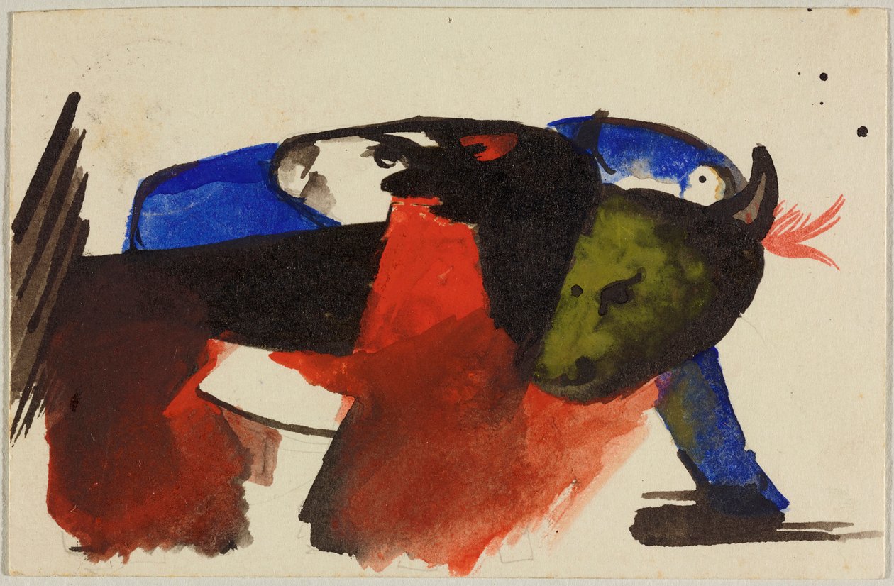 Zwei Tiere, Postkarte aus Sindelsdorf an Wassily Kandinsky in München af Franz Marc