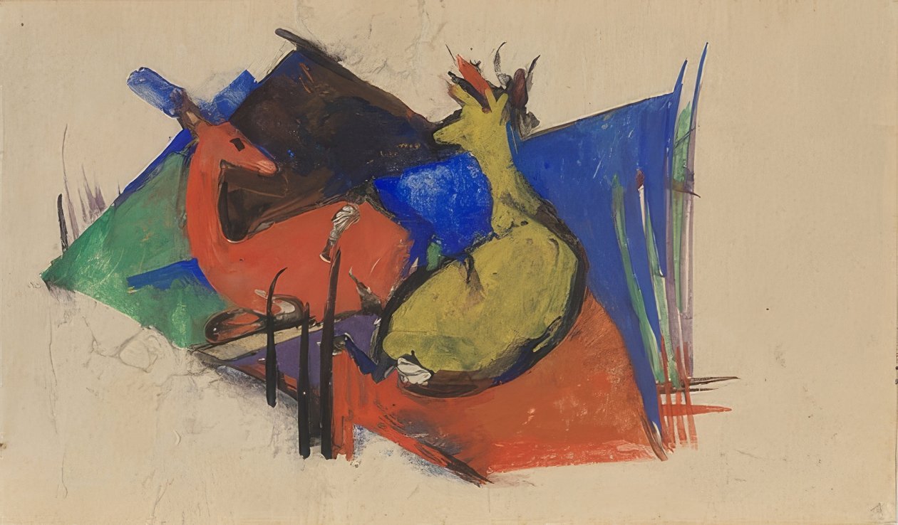 To liggende rådyr. 1912-13 af Franz Marc