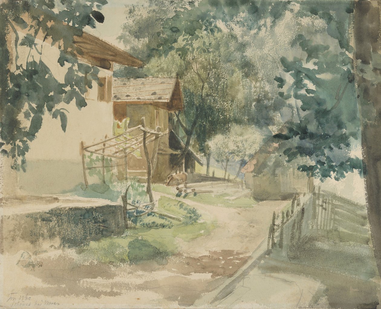En bondegård nær Merano, 1860. af Franz Meyerheim