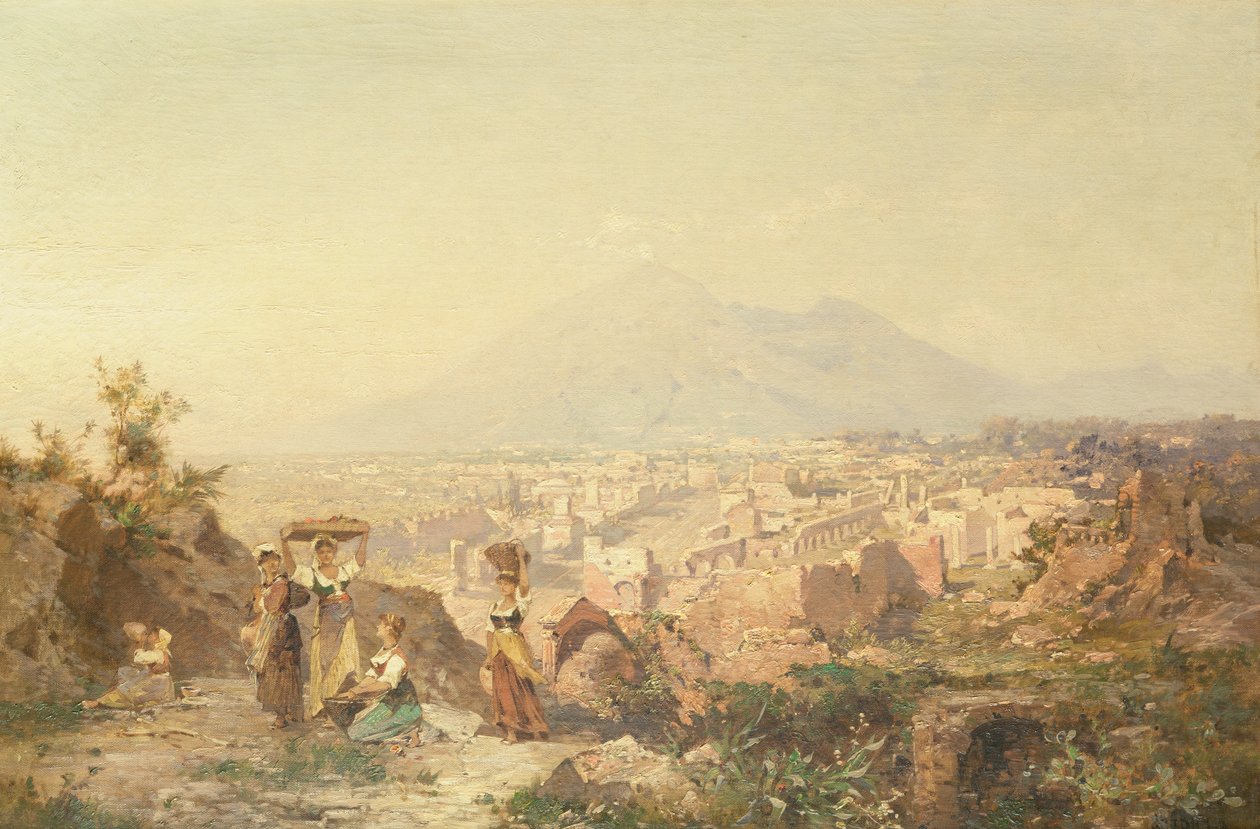 Udsigt over Pompeji af Franz Richard Unterberger