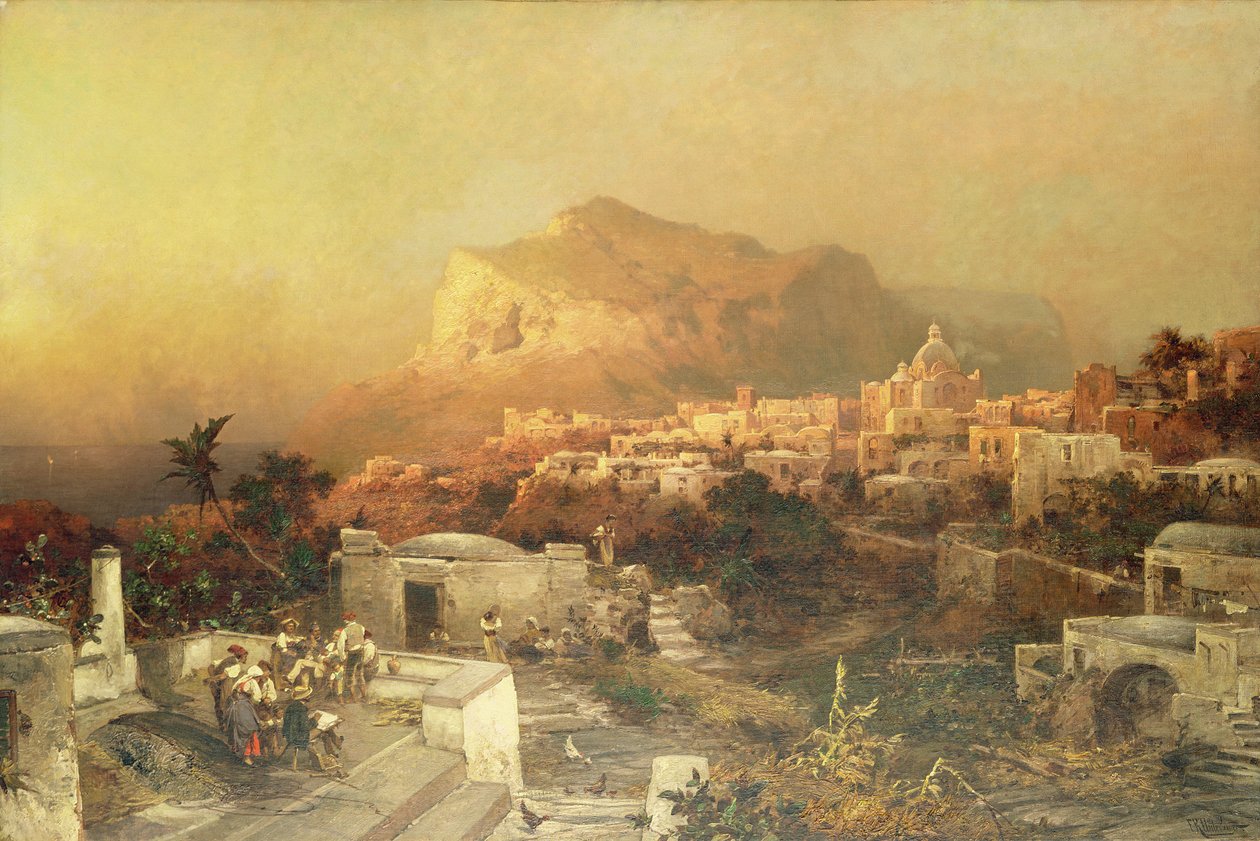 Capri, ca. 1870-79 (olie på lærred) af Franz Richard Unterberger