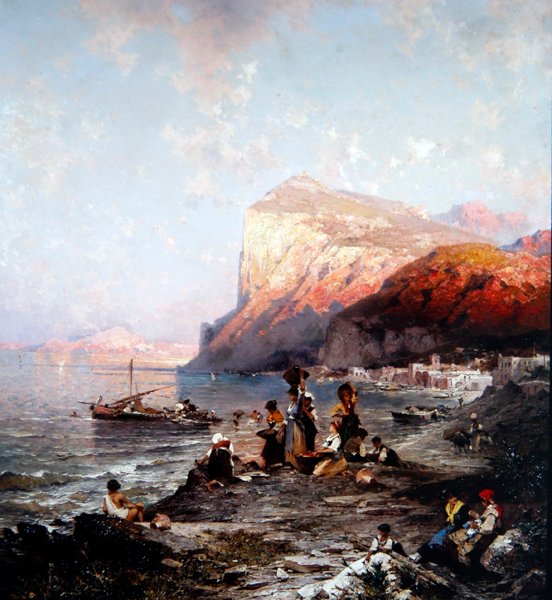Capri, ca. 1870 (olie på lærred) af Franz Richard Unterberger