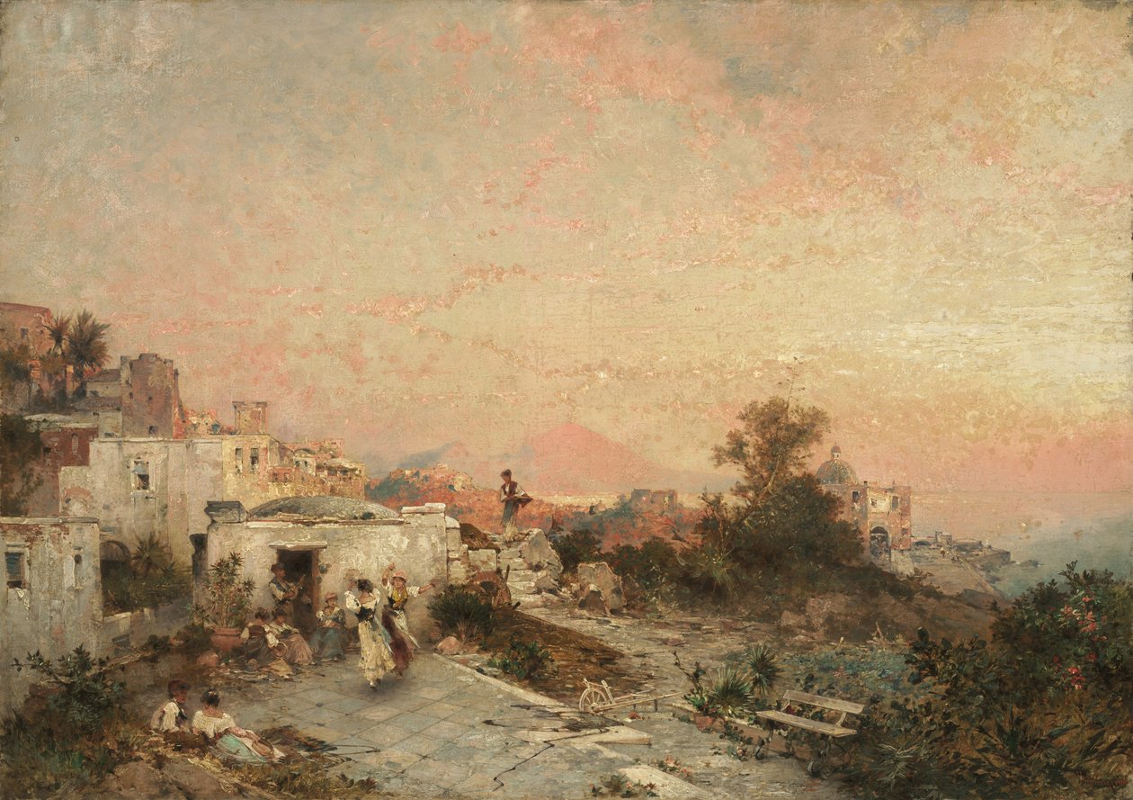 La Tarantella, Posilipo, Napoli, ca. 1895 af Franz Richard Unterberger