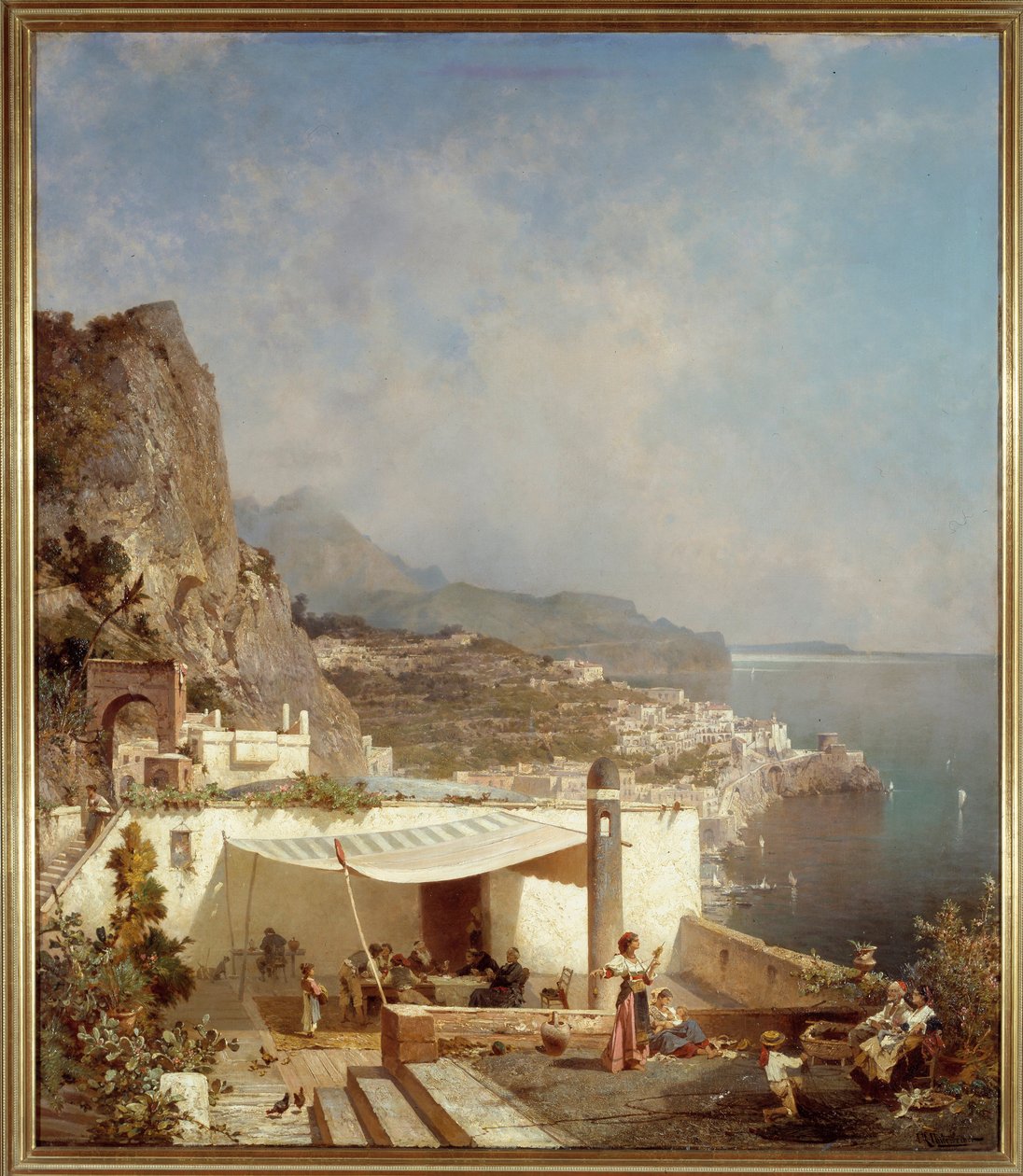 Napoli-bugten. Maleri af Franz Richard Unterberger (1838-1902) Ec. Bel. af Franz Richard Unterberger