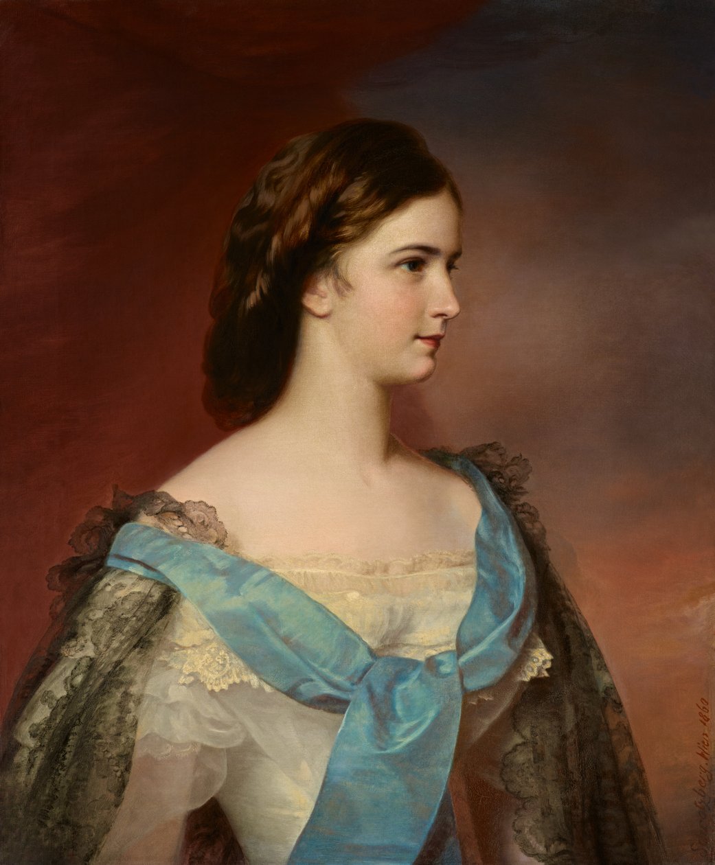Tysk: Portræt af kejserinde Elisabeth af Østrig (1837-1898) Portræt af kejserinde Elisabeth af Østrig (1837-1898) af Franz Schrotzberg