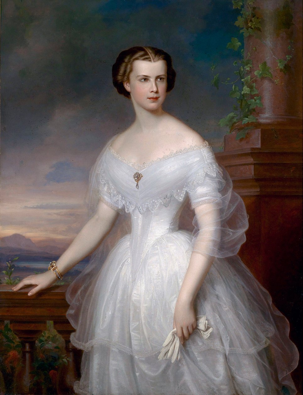 """"Portræt af Elisabeth af Wittelsbach (1837-1898) (sissi eller sisi), kejserinde af Østrig (1854-1898) og dronning af Ungarn (1867-1898)"" Maleri af Franz Schrotzberg (1811-1889) omkring 1853 Privat samling af Franz Schrotzberg