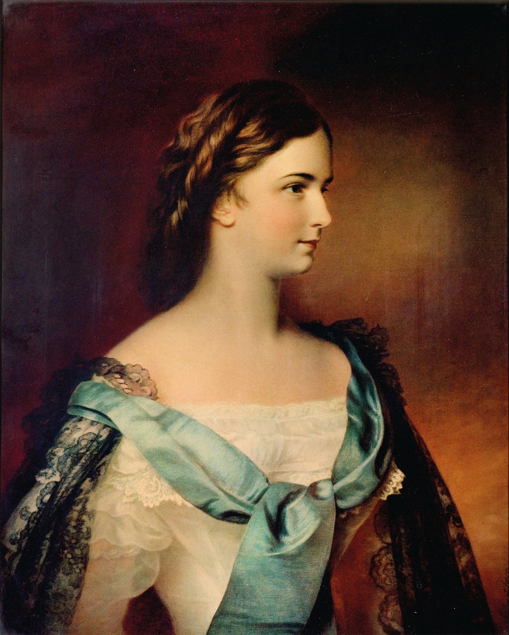 Portræt af kejserinde Elisabeth af Østrig. af Franz Schrotzberg
