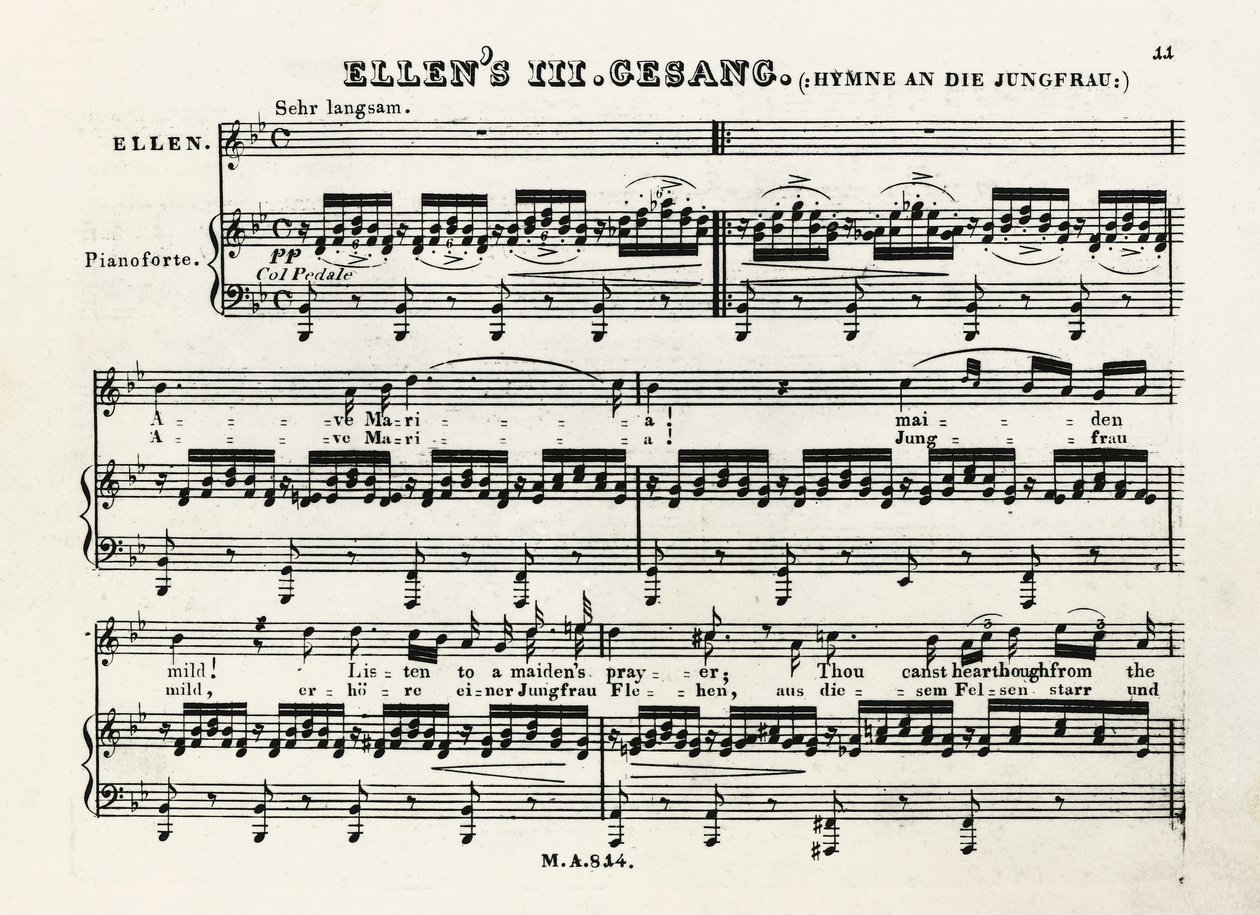 Franz Schubertin (1797-1828) Ave Marian ensimmäiset muistiinpanot af Franz Schubert