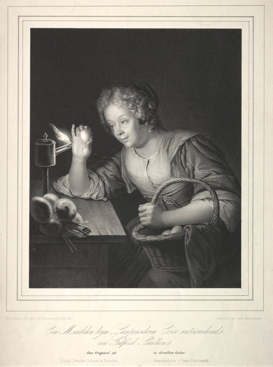 Pige, der lyser æg, 1840. af Franz Seraph Hanfstaengl