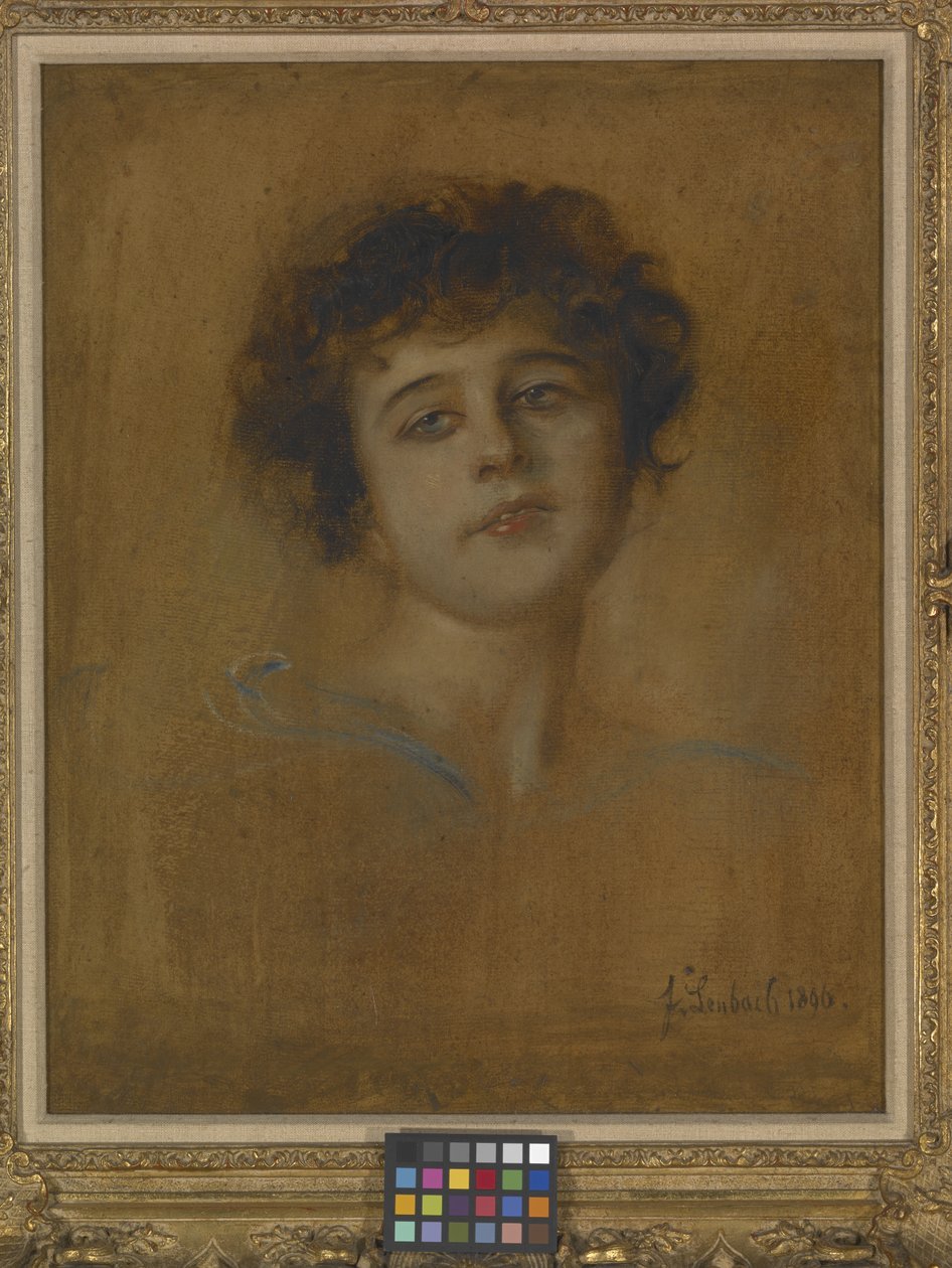 Portræt af en ung kvinde (olie på lærred) af Franz Seraph von Lenbach