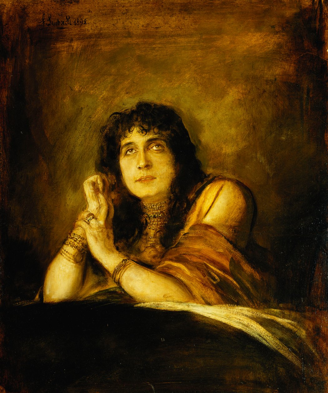 Portræt af Sarah Bernhardt, som Lady Macbeth, 1892 af Franz Seraph von Lenbach