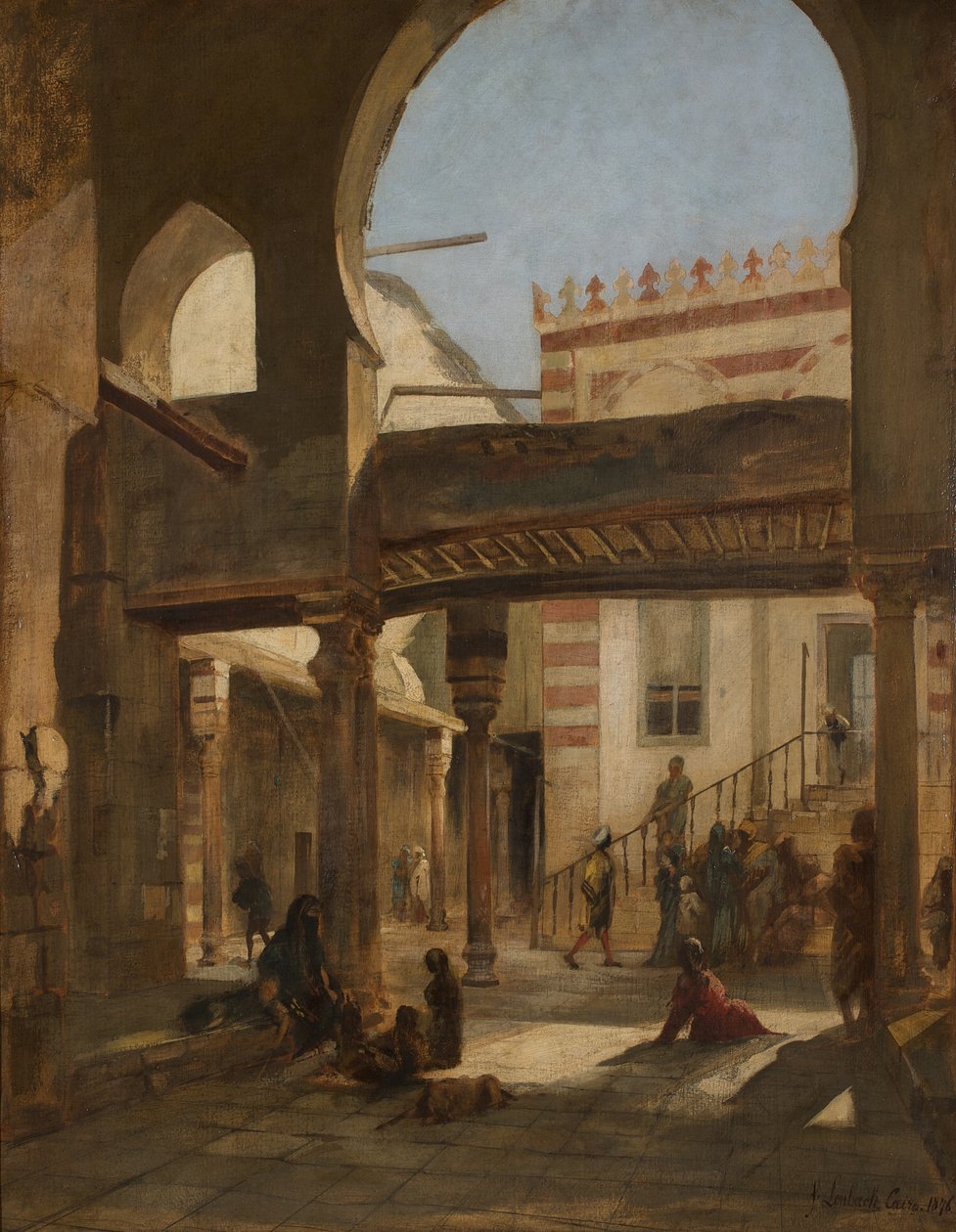 Scene i Kalaun-moskekomplekset Kairo af Franz Seraph von Lenbach