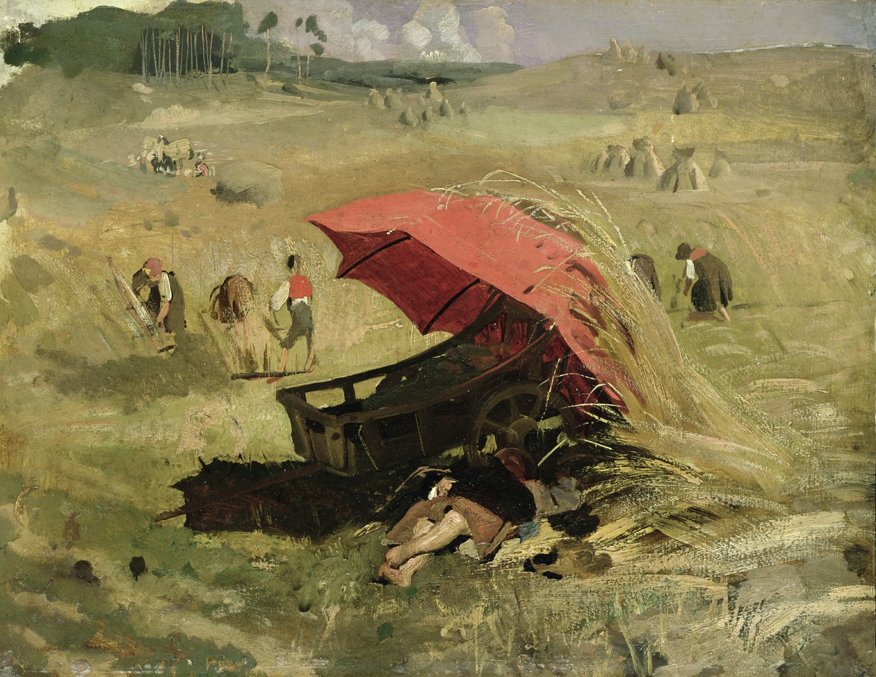 The Red Sunshade, ca. 1860 (olie på papir om bord) af Franz Seraph von Lenbach