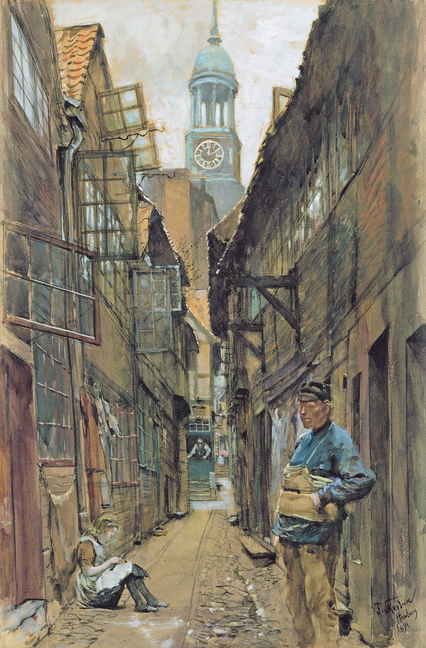 En baggyde i Hamborg, 1891 af Franz Skarbina