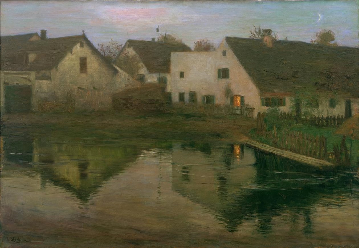 Aften i landsbyen af Franz Skarbina