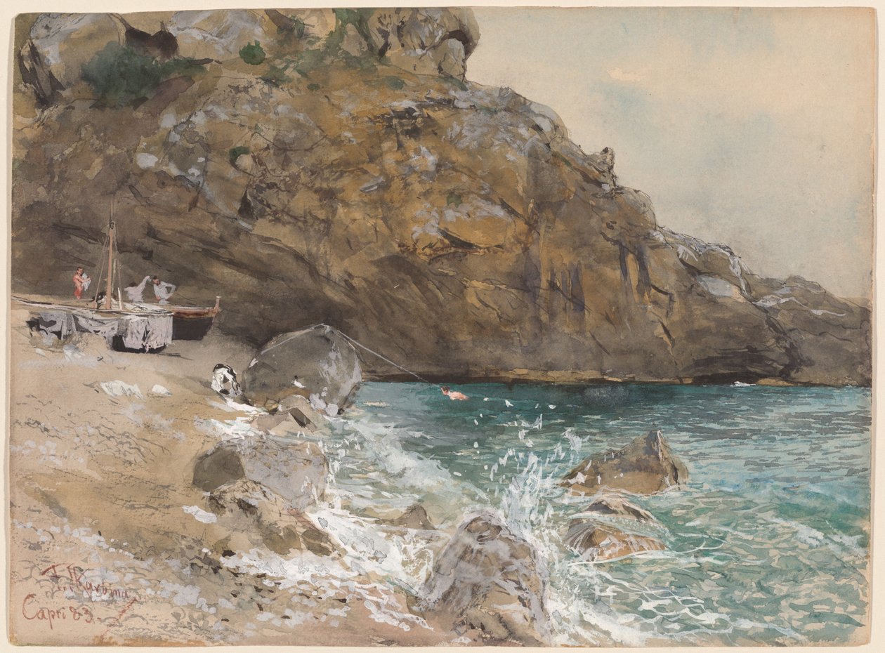 Stranden ved Marina Piccola, Capri af Franz Skarbina