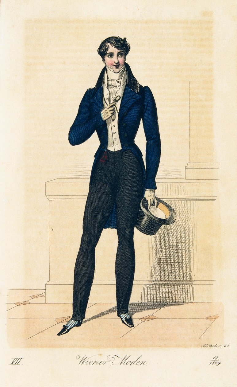 Gentleman med mørkeblåt overskørt af Franz Stober