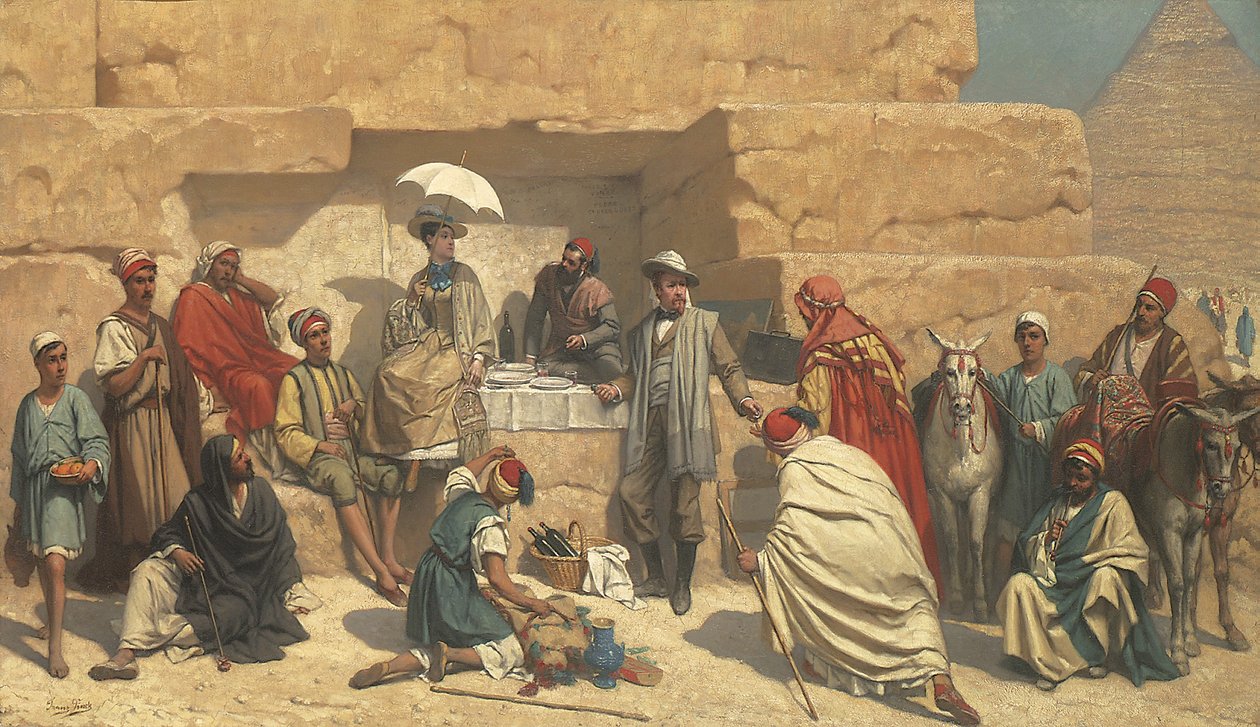 Frokost ved foden af pyramiderne, Gizeh af Franz Vinck