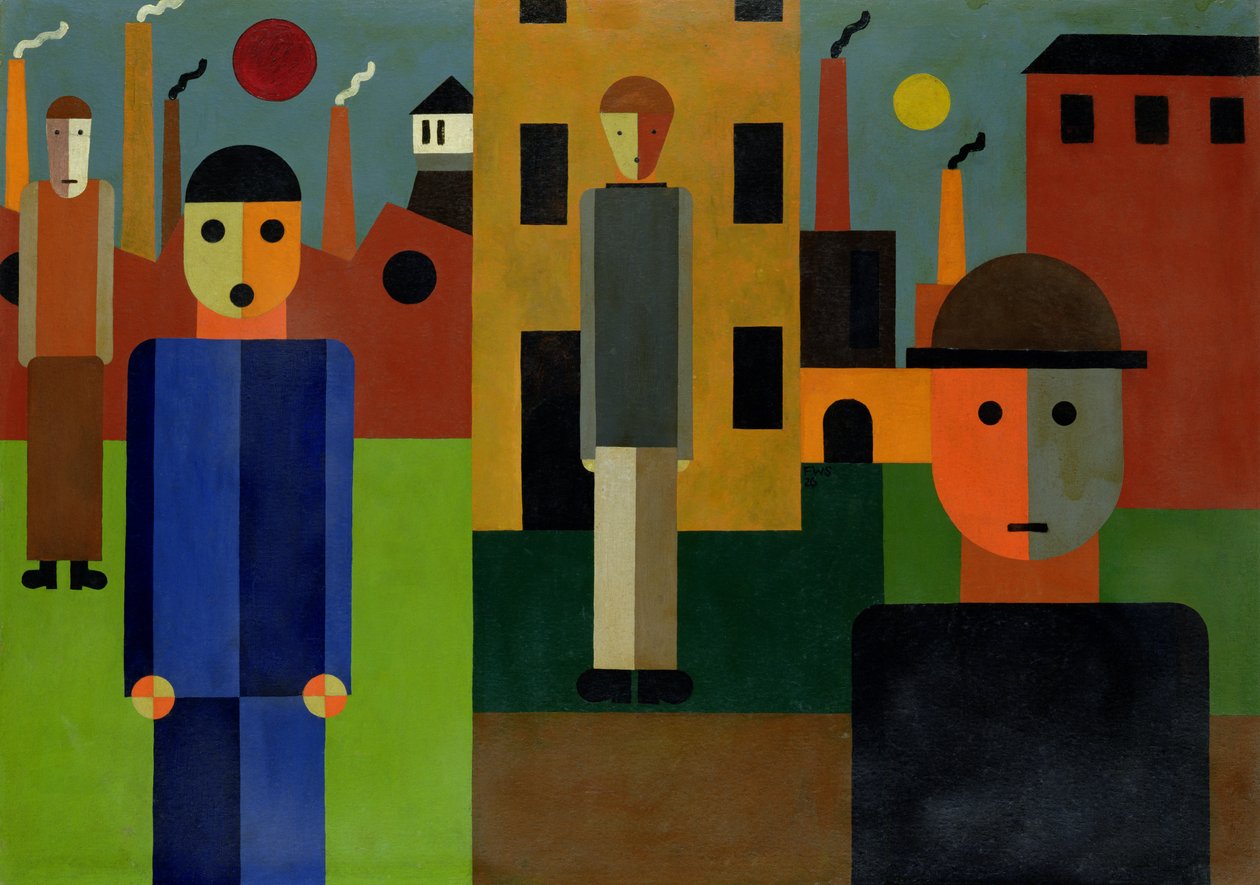 Fabrikker, 1926 (olie på kort) af Franz W. Seiwert