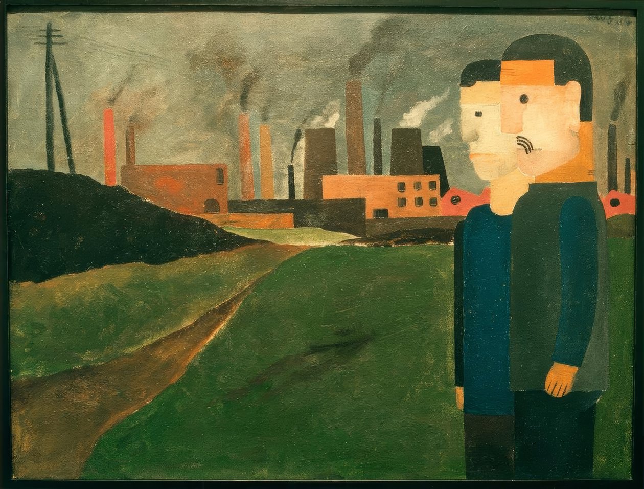 Industrielt landskab med arbejdere af Franz Wilhelm Seiwert