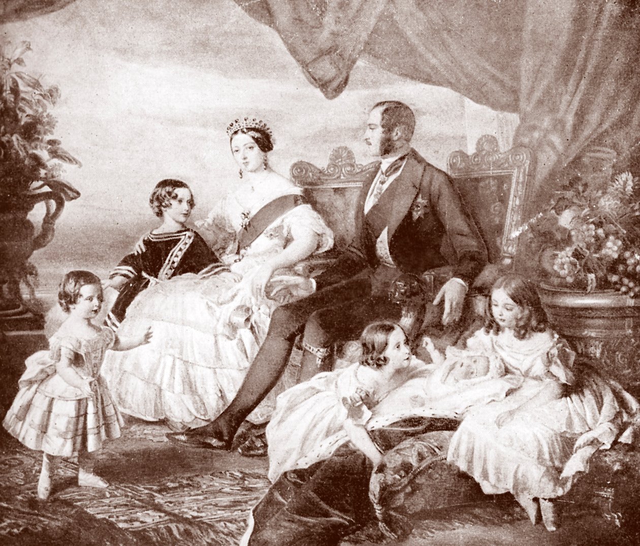 Dronning Victoria med prins Albert og deres børn, fra 