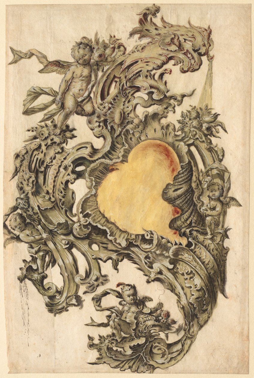 Kartouche med Putti, anden halvdel af 1700-tallet. af Franz Xaver Habermann