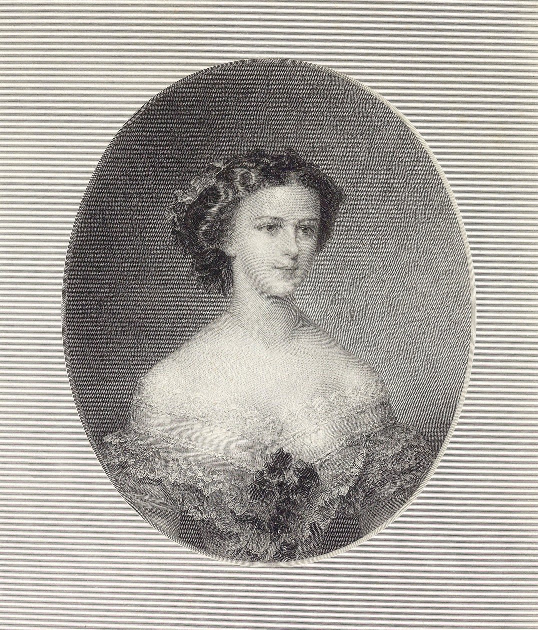Portræt af kejserinde Elisabeth af Østrig, ca 1855. af Franz Xaver Stöber