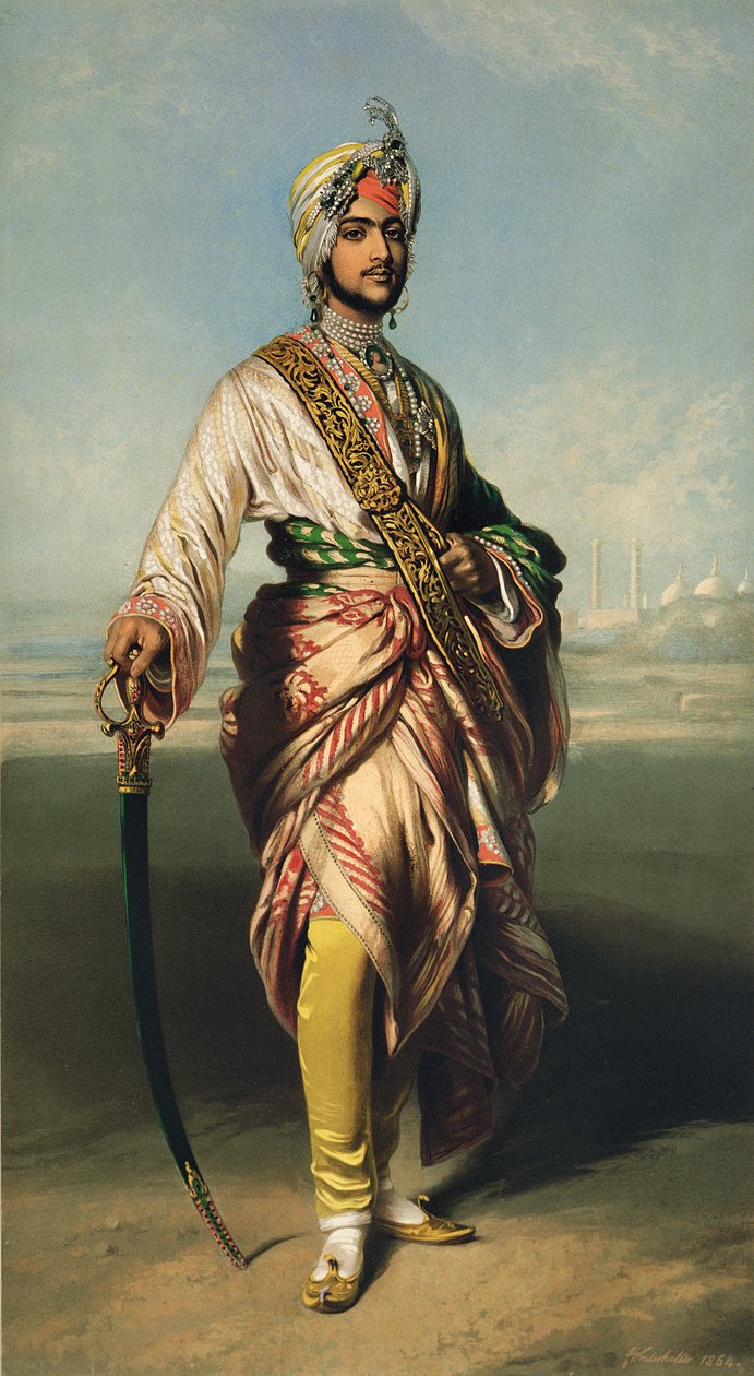 Duleep Singh, maharaja af Lahore (1838-93), 1854 litograferet af R.J. Lane (litografi) af Franz Xaver Winterhalter