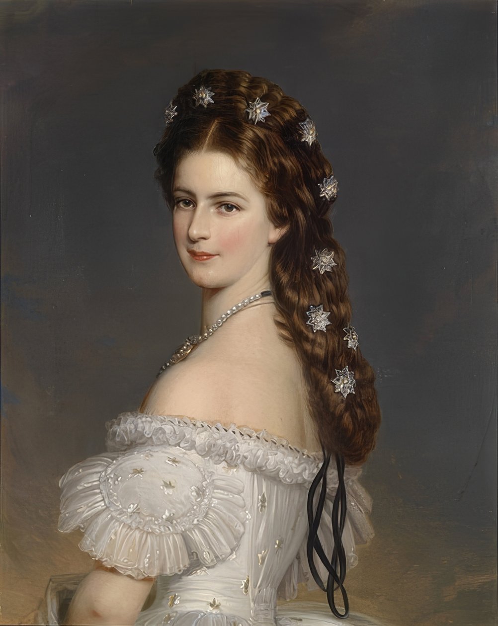 Kejserinde Elisabeth med diamantstjerner i håret. Omkring 1860 af Franz Xaver Winterhalter