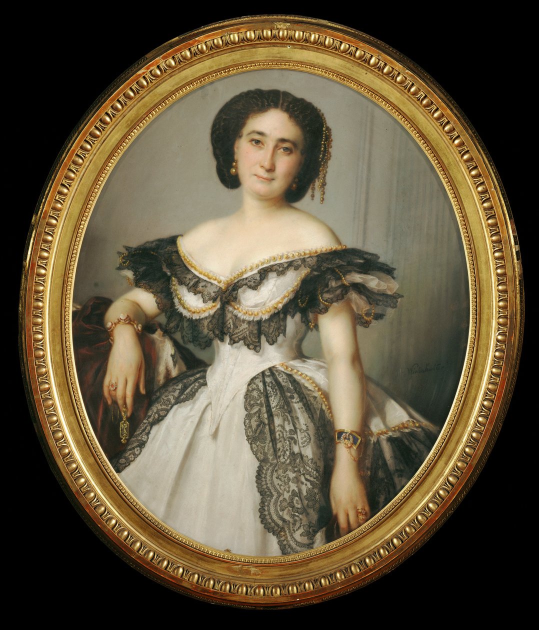 Portrait de femme - portræt af en dame ... af Franz Xaver Winterhalter
