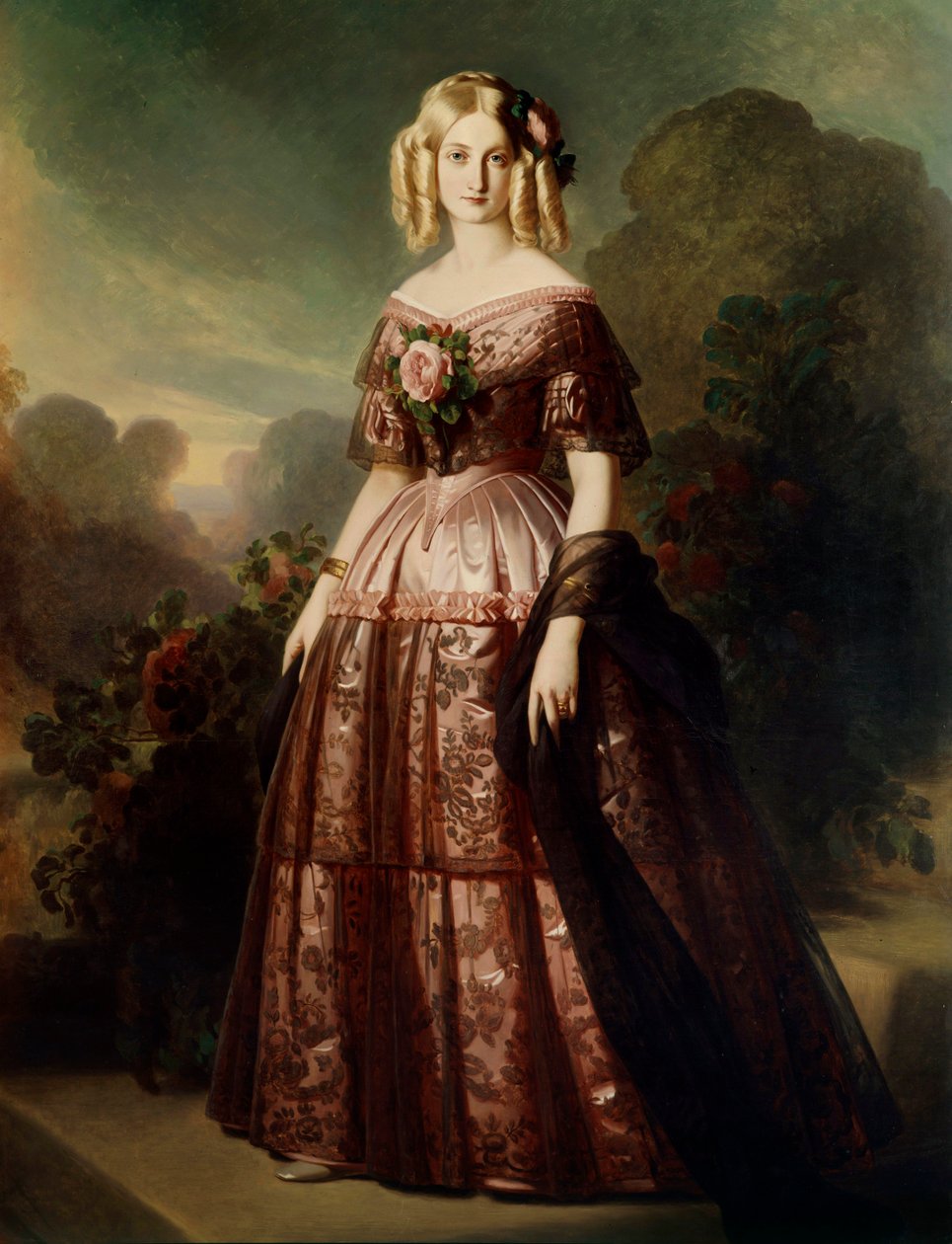 Portrait of Marie Caroline Auguste of Bourbon Salerne, Duchess of Aumaledani af Franz Xaver Winterhalter