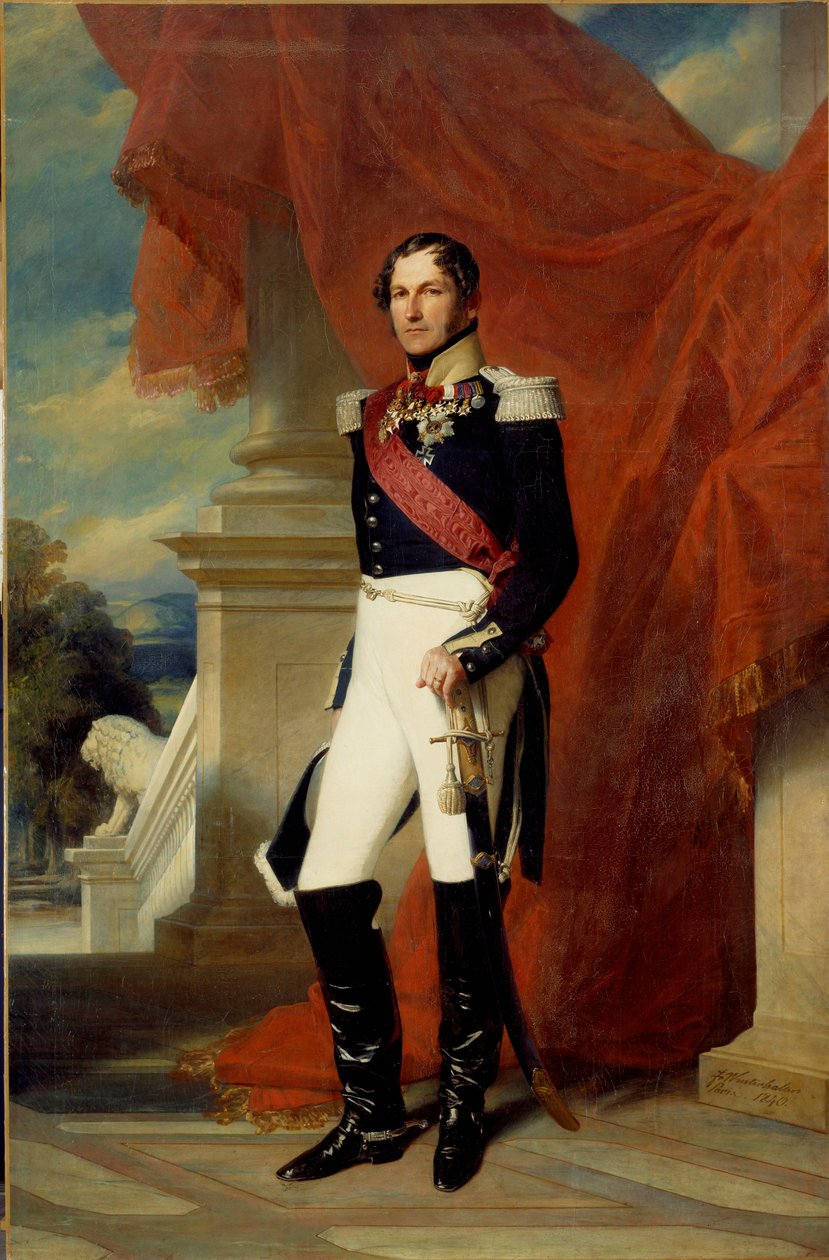 Portræt ved fod af Leopold I (1790-1865), Belgiernes konge Maleri af Xaver Winterhalter (1806-1873) 1840 Søn. 2,78x1,81 m af Franz Xaver Winterhalter