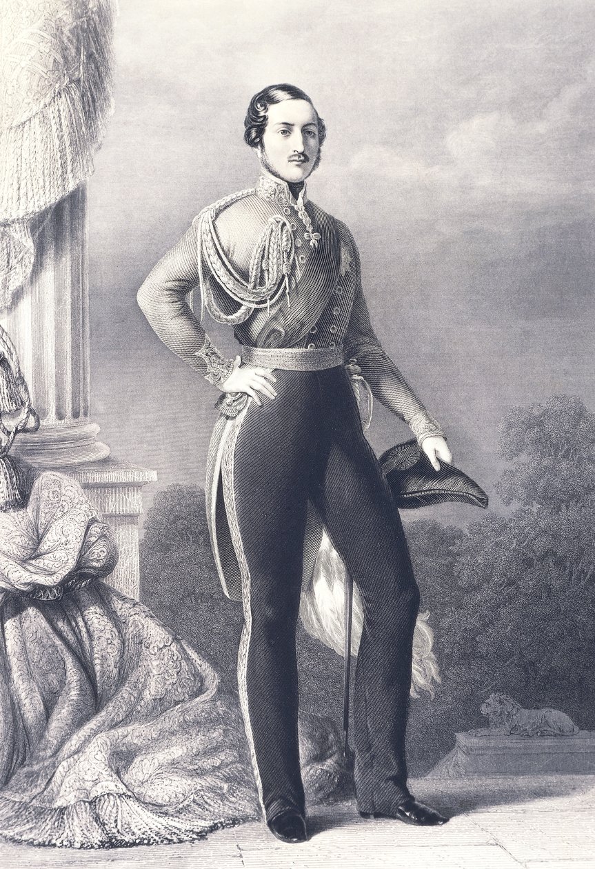 Portræt af Albert af Saxe-Coburg-Gotha, ægtemand til dronning Victoria og prinsgemalen af Det Forenede Kongerige, af Franz Xaver Winterhalter, tryk af Franz Xaver Winterhalter