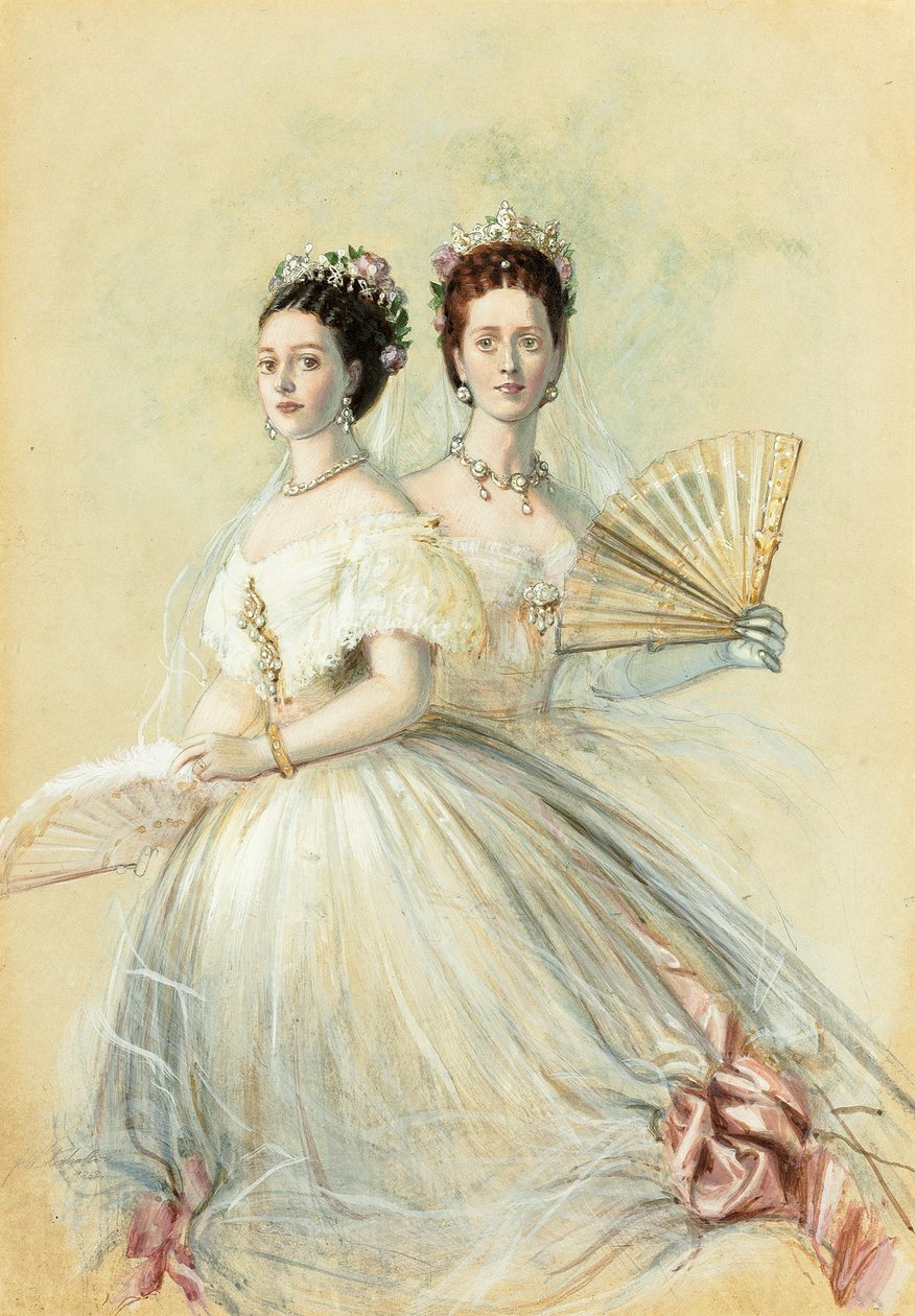 Portræt af Czarina Maria Feodorovna og hendes søster Alexandra, prinsesse af Wales, 1868 af Franz Xaver Winterhalter