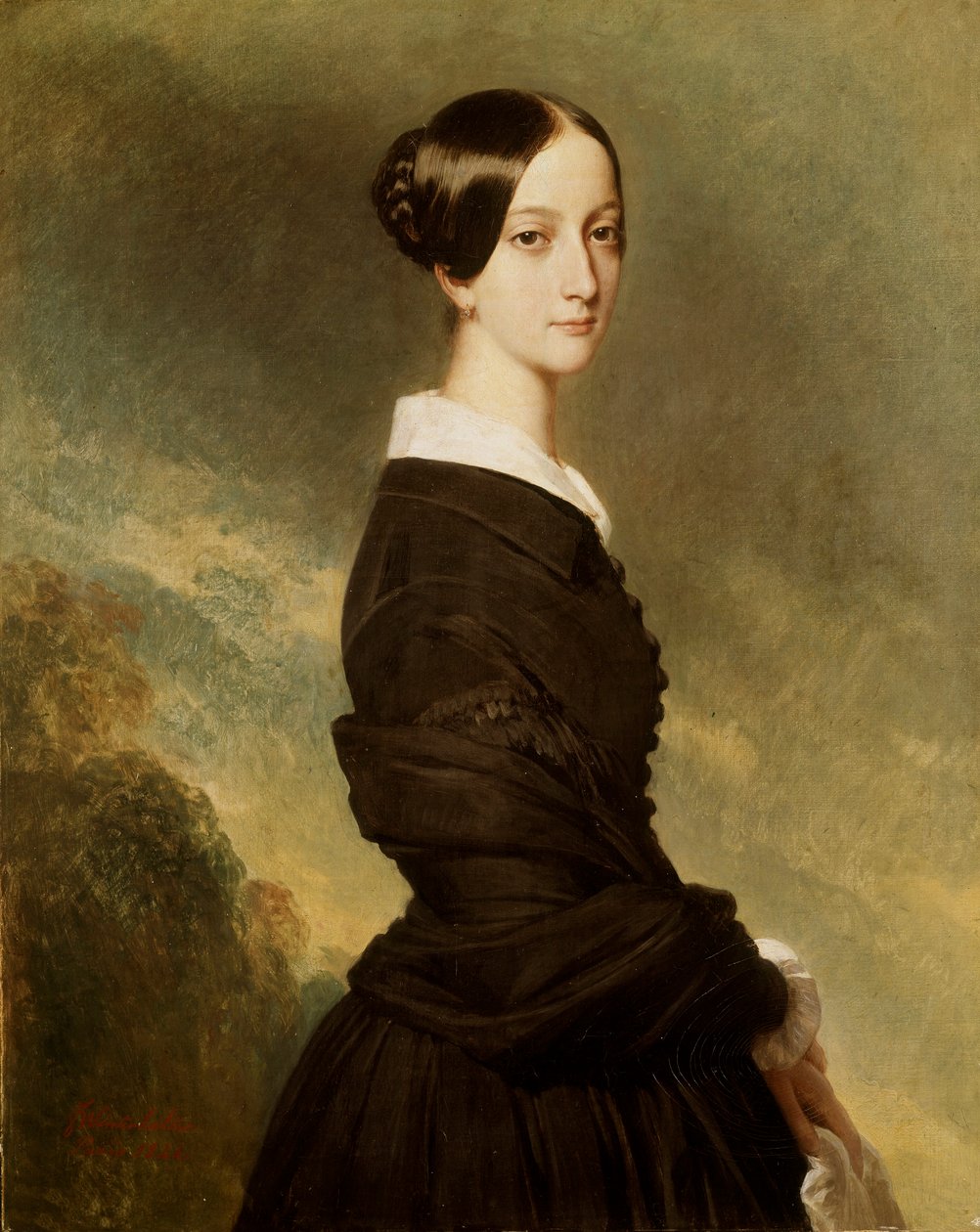 Portrait of Francoise Caroline de Bourbon Bragance, Princess of Joinvilledani af Franz Xaver Winterhalter