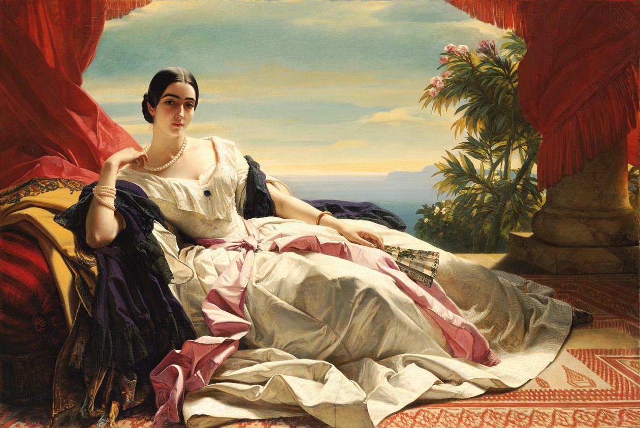 Portræt af Leonilla Ivanovna Baryatinskaya, prinsesse zu Sayn Wittgenstein 1816-1918, 1843 af Franz Xaver Winterhalter