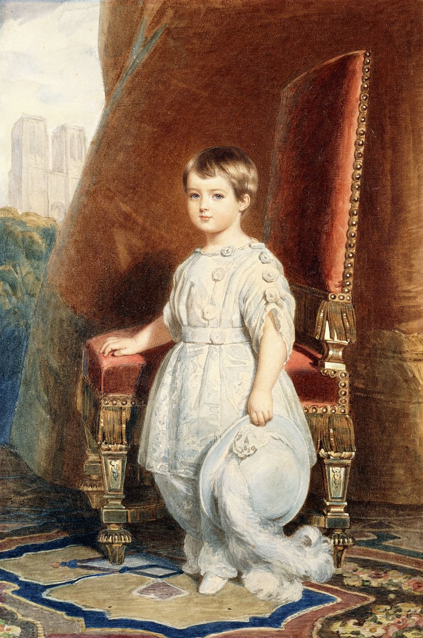 Portræt af Comte de Paris, som en dreng i et hvidt kostume, 1842 af Franz Xaver Winterhalter