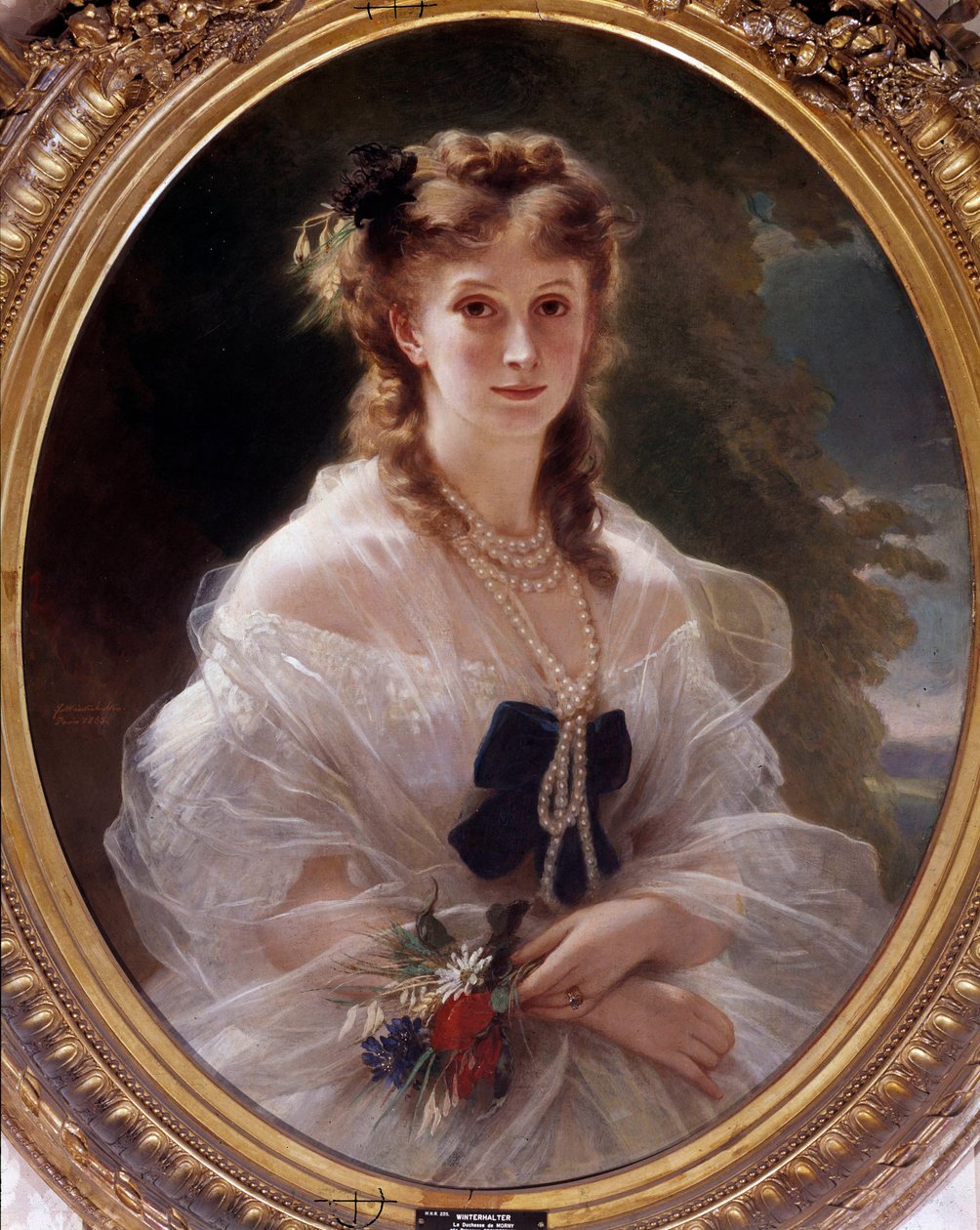 Portræt af hertuginden af Morny, prinsesse Troubestkoy (eller Troubeztkoy). Maleri af Franz Xaver Winterhalter (1806-1873) af Franz Xaver Winterhalter
