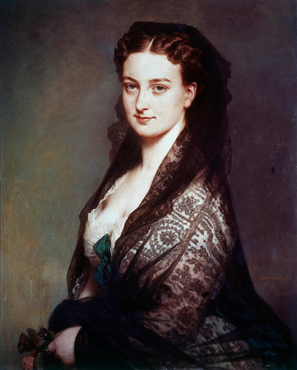 Det ukendte har mantillen Maleri af Franz Xavier Winterhalter (1806-1873). 1869. Dim. 0,80 X 0,65 m. Compiegne, slotsmuseum af Franz Xaver Winterhalter