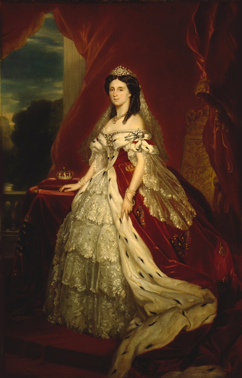 Prinsesse Augusta af Sachsen-Weimar-Eisenach 1811-1890, dronning af Preussen, ca 1859. af Franz Xaver Winterhalter School of .