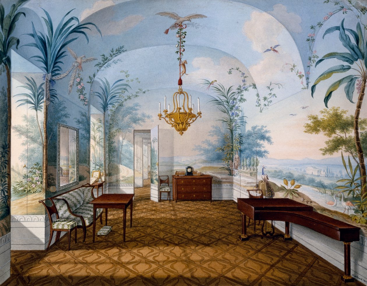 Malerhal, Schönbrunn Palace kendt som Marian Hall af Franz Xavier Nachtmann