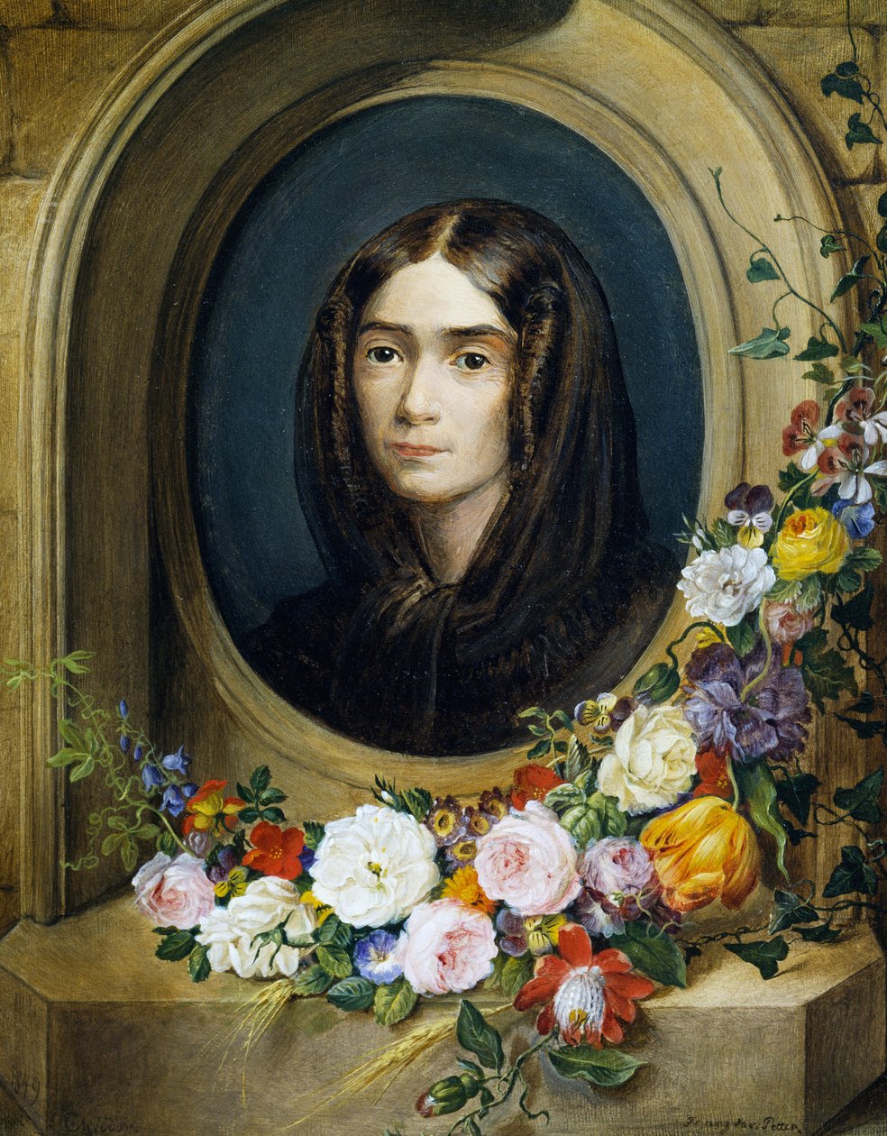 Portræt af Katharina Petter (født 1849). Maleri af Franz Xavier Petter (1791-1866) af Franz Xavier Petter
