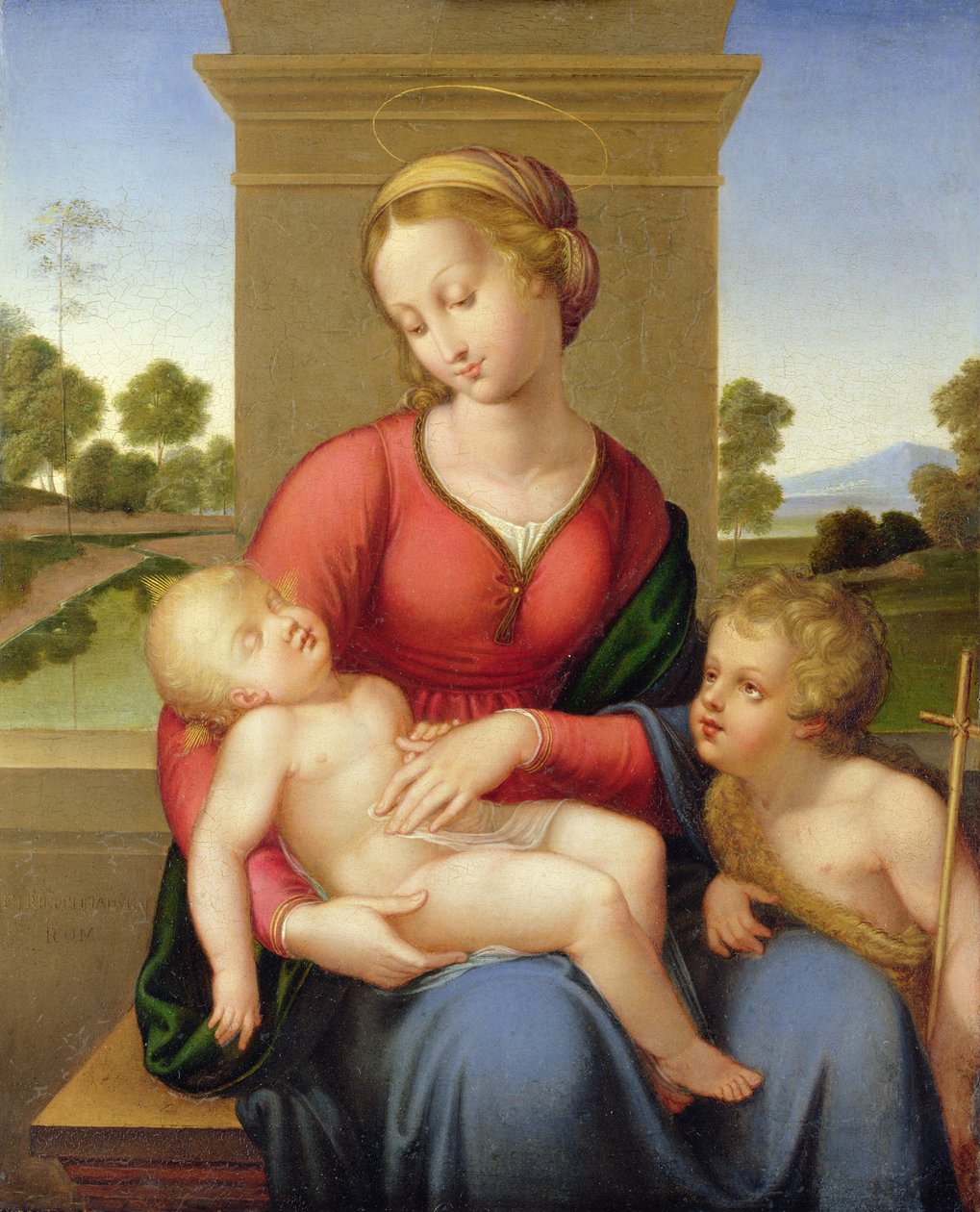 Madonna med barn og en ung Johannes Døberen af Franz and Johannes 1788 1860 Riepenhausen